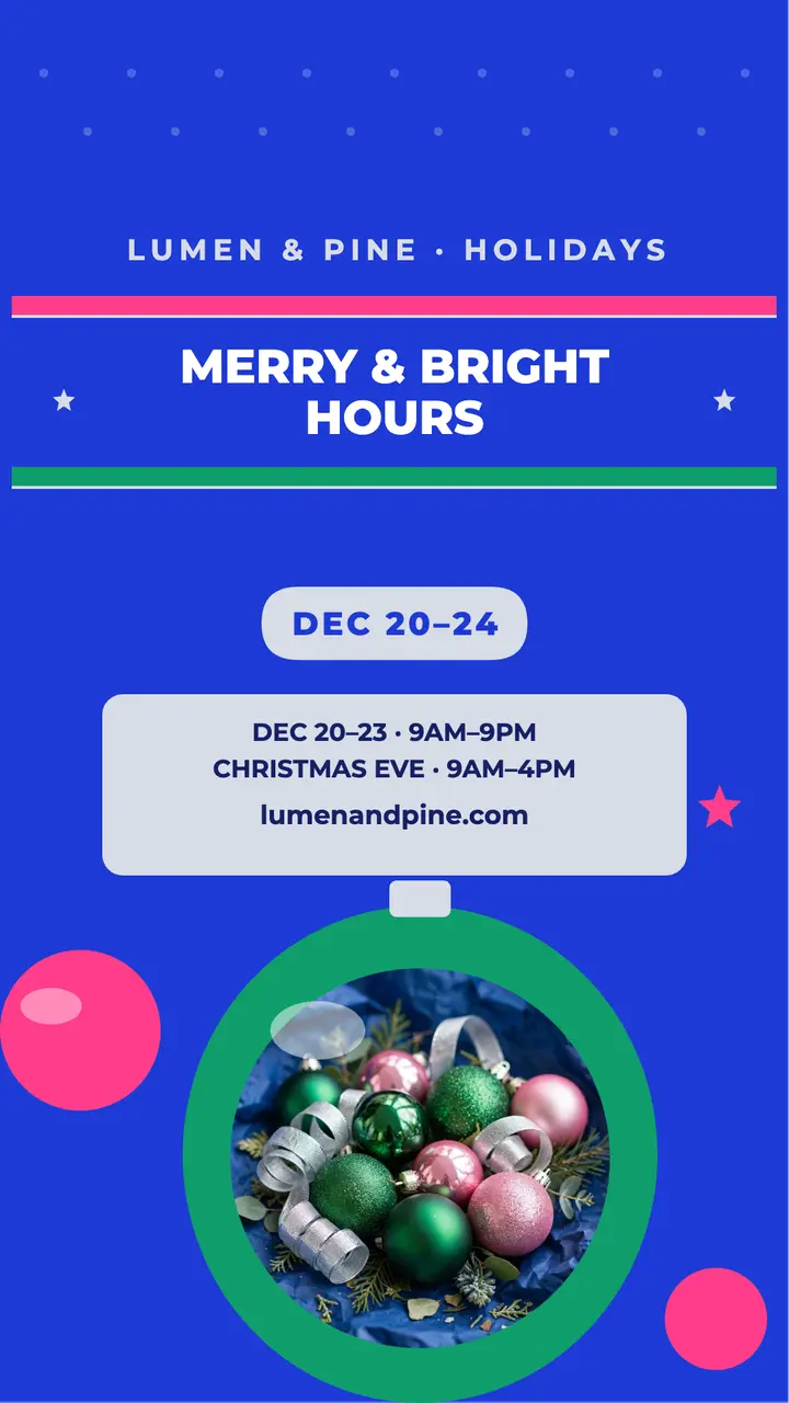 Lumen and Pine cobalt holiday hours story template