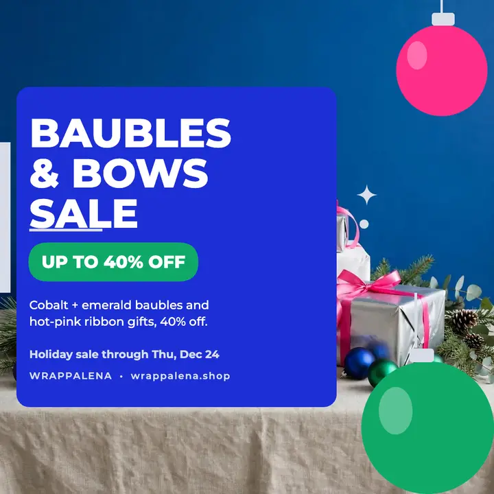 Wrappalena cobalt Christmas bauble sale template