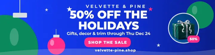 Velvette and Pine cobalt Christmas sale billboard template