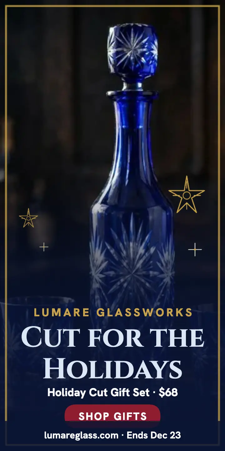 Lumare holiday cut glass gift ad: holiday decanter gift ad template