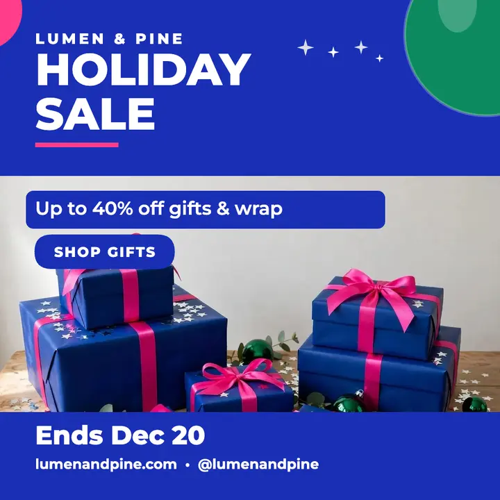 Lumen and Pine cobalt Christmas sale post template
