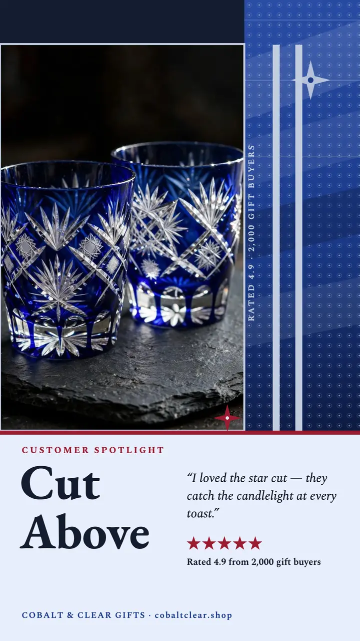 Cobalt cut glass tumbler review story template