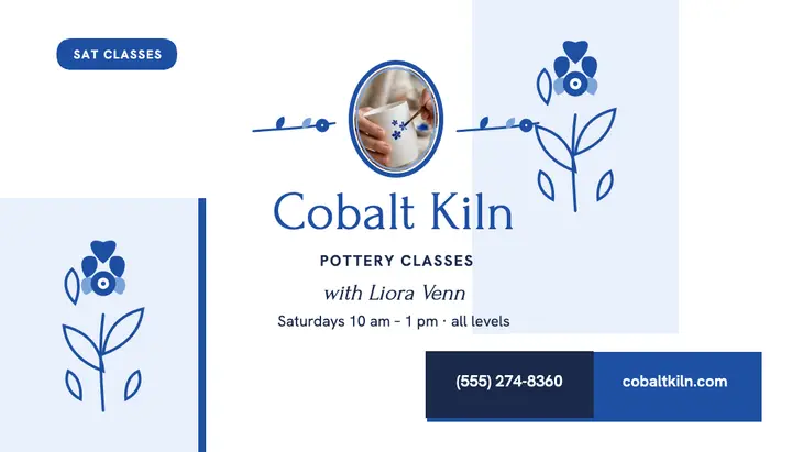 Cobalt Kiln pottery class card template