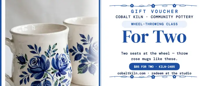 Cobalt Kiln pottery class gift voucher template