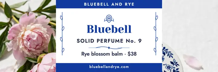 Bluebell and Rye solid perfume header: perfume compact header template