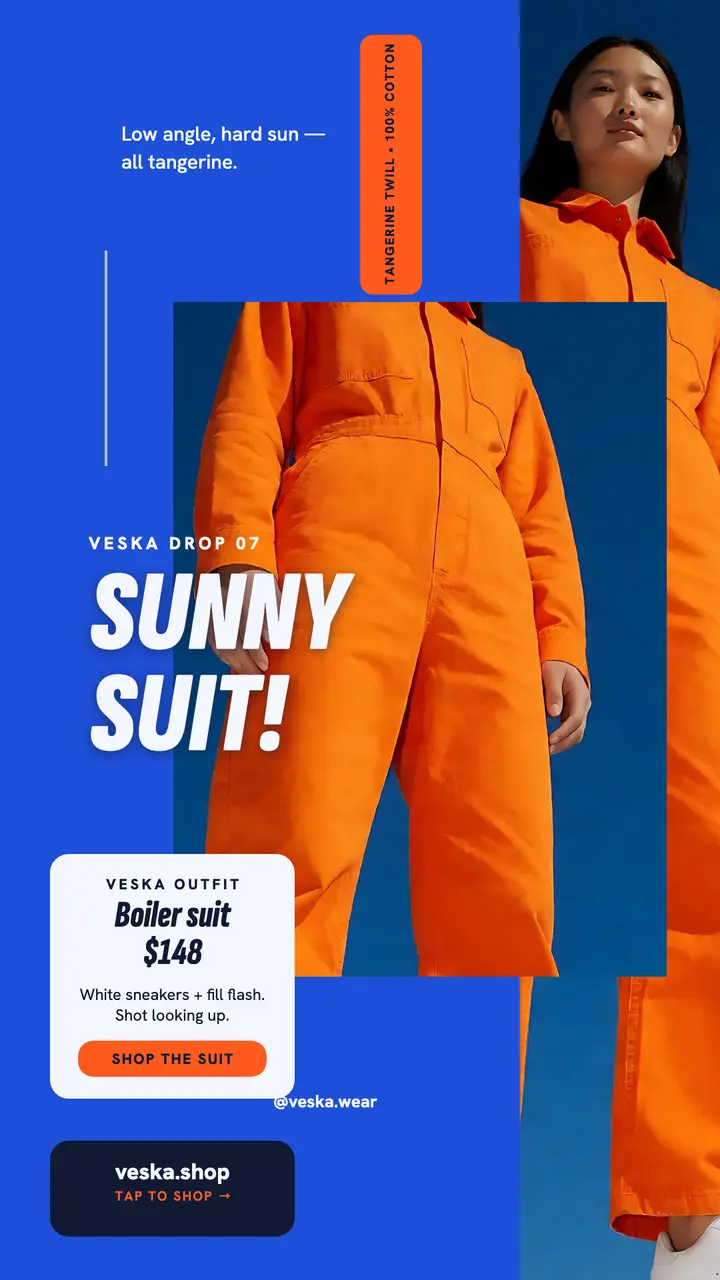 Veska sunny suit cobalt story template