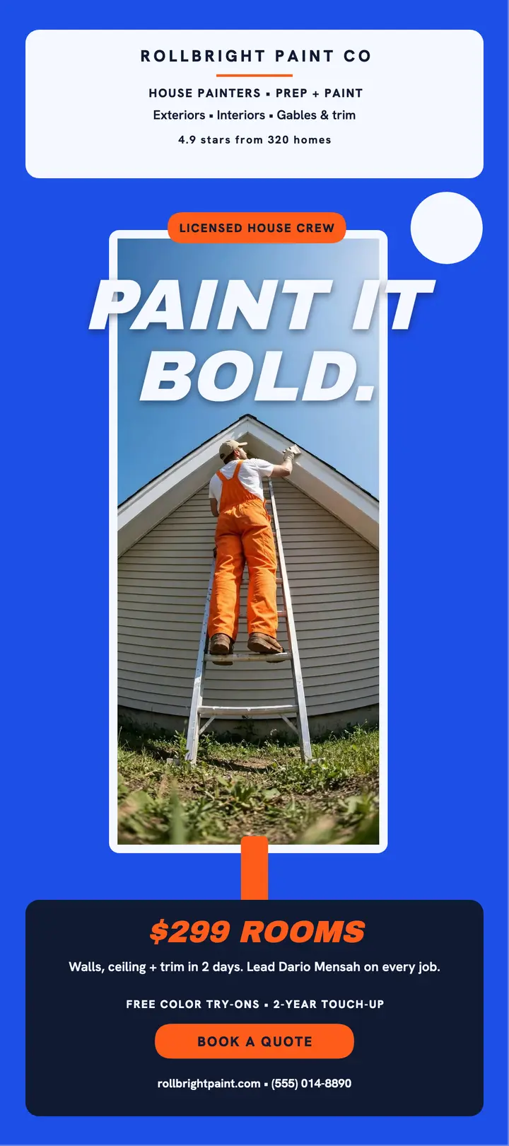 Rollbright house painter rack card template