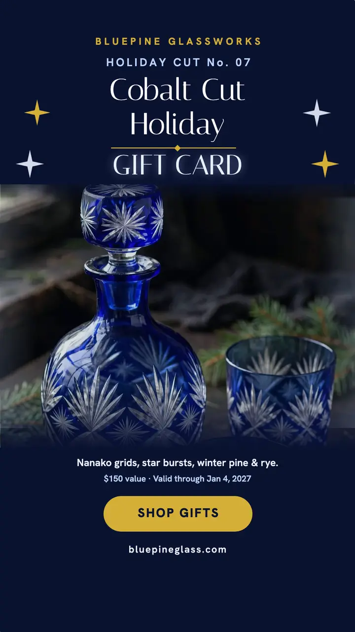Bluepine cobalt cut glass holiday gift card story template