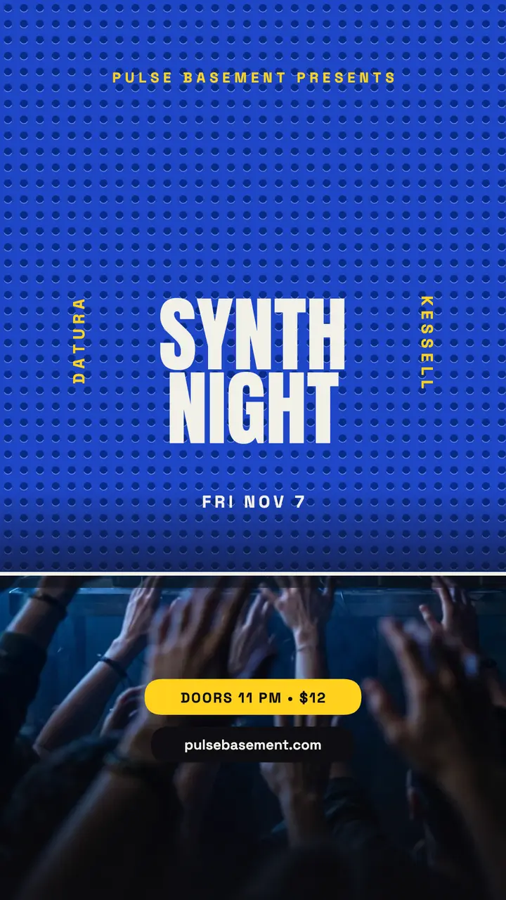 Pulse Basement synth night story: synth night story template