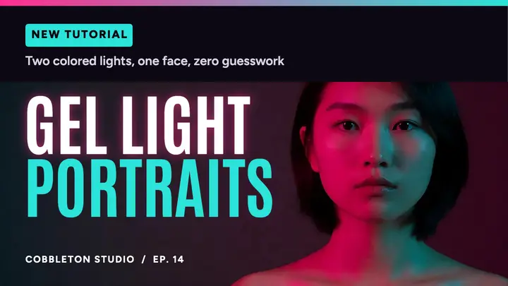 Gel lighting portrait tutorial thumbnail template