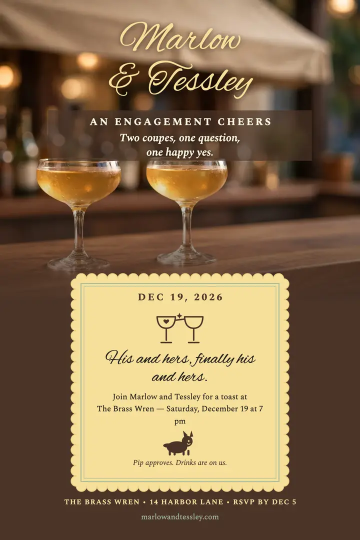 Marlow and Tessley engagement napkin poster template