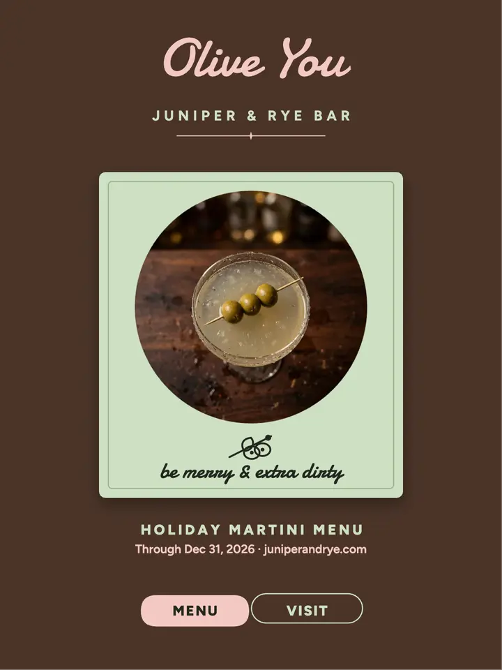Juniper and Rye holiday martini napkin post template