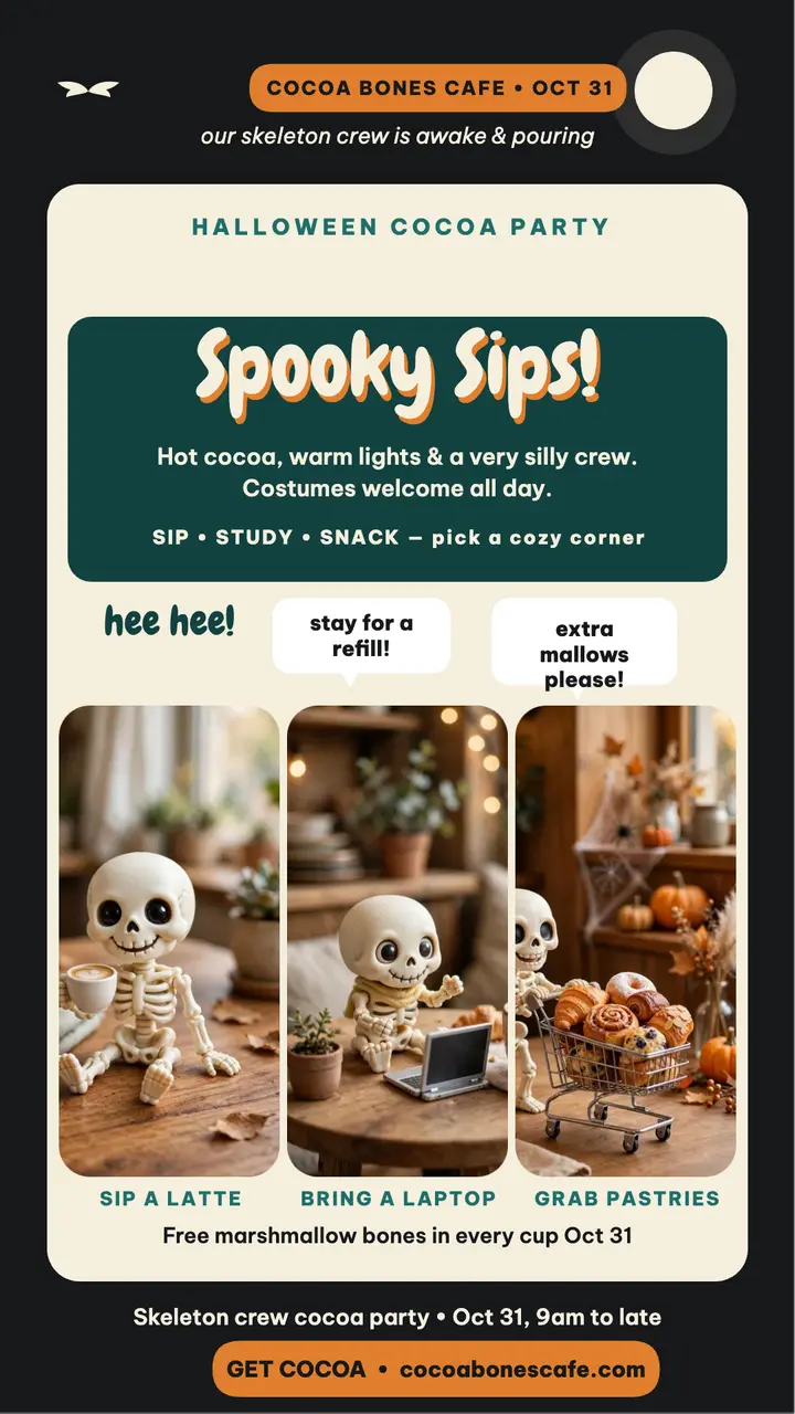Cocoa Bones skeleton crew cocoa story template