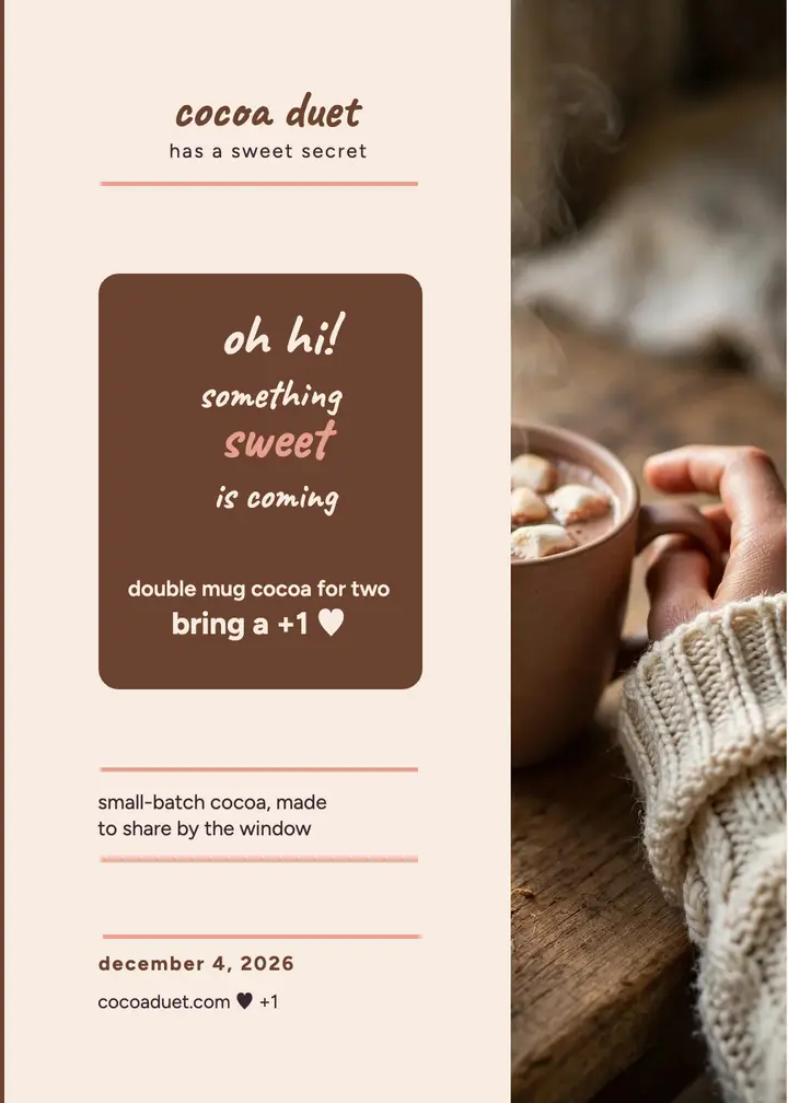 Cocoa Duet sweet coming invitation template