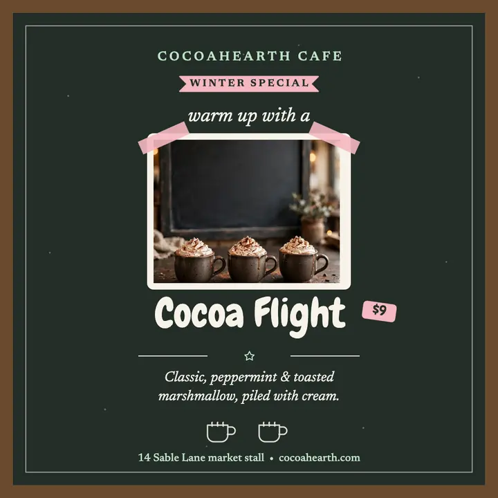 Cocoahearth winter cocoa flight chalkboard post template