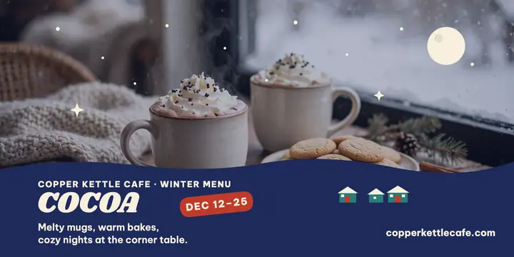 Copper Kettle winter cocoa menu gouache post template