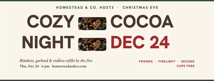 Homestead and Co. cozy cocoa night cover template