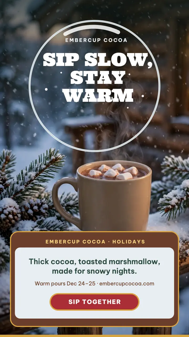 Embercup Cocoa snow globe holiday story template