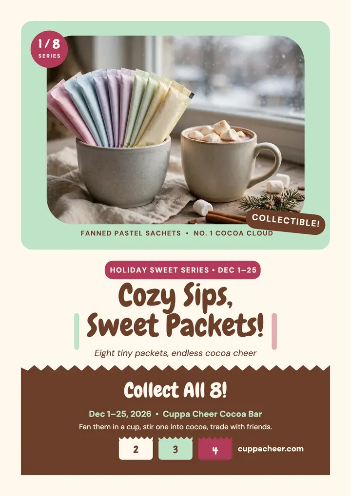Cuppa Cheer collectible cocoa flyer template