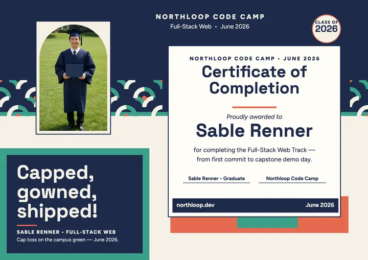Northloop code camp grad certificate: graduation certificate template