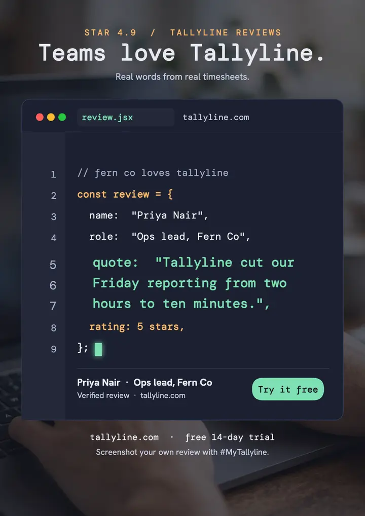 Tallyline code editor review flyer template