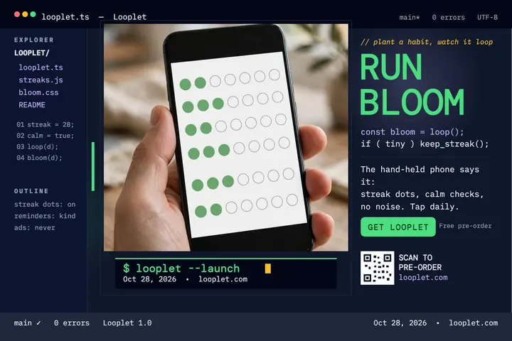 Looplet habit app launch postcard template