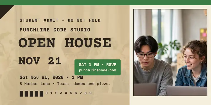 Punchline Code Studio open house post template