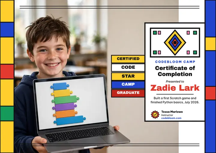 Codebloom coding camp certificate template
