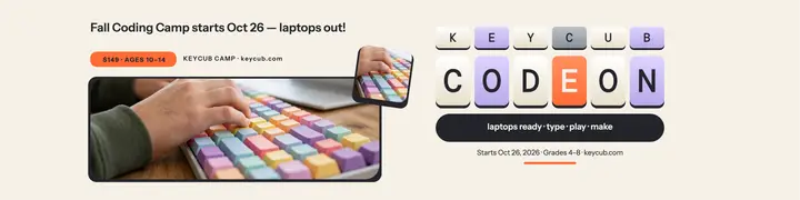 Keycub Camp coding camp keycap banner: coding camp banner template