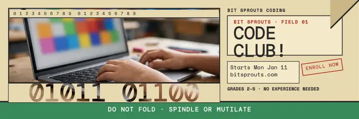 Bit Sprouts code club punch card header template