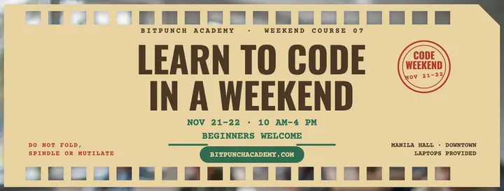 Bitpunch Academy code weekend punch card cover template
