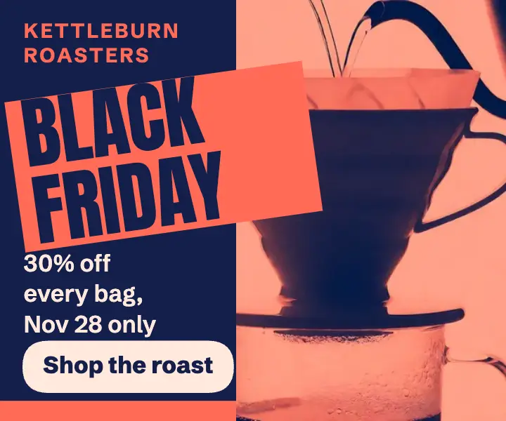 Kettleburn coffee Black Friday duotone ad: coffee black friday display ad template
