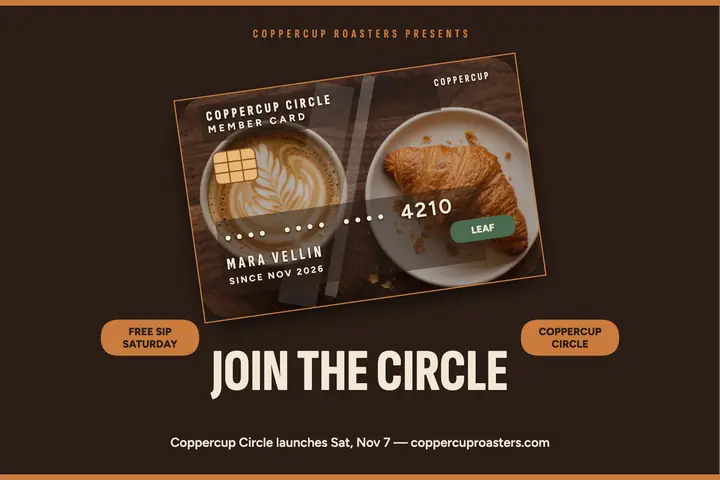 Coppercup Circle member card postcard template