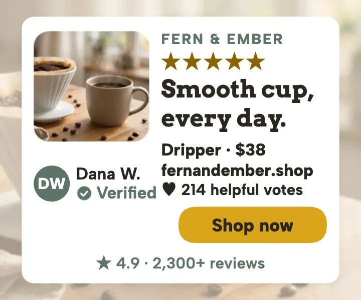 Fern and Ember pour-over review ad template