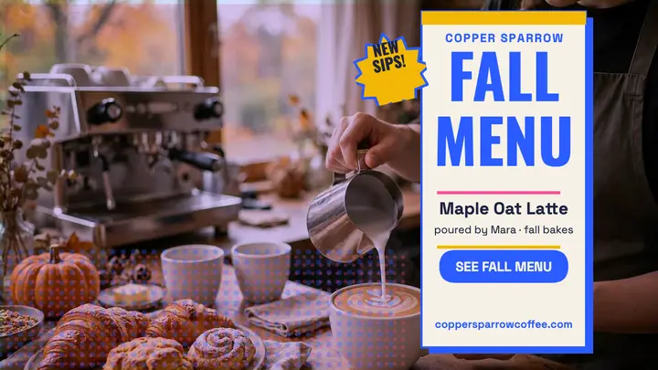 Copper Sparrow fall menu riso thumbnail template