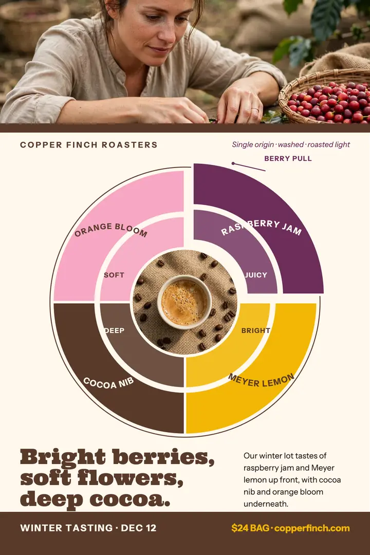 Copper Finch flavor wheel poster template