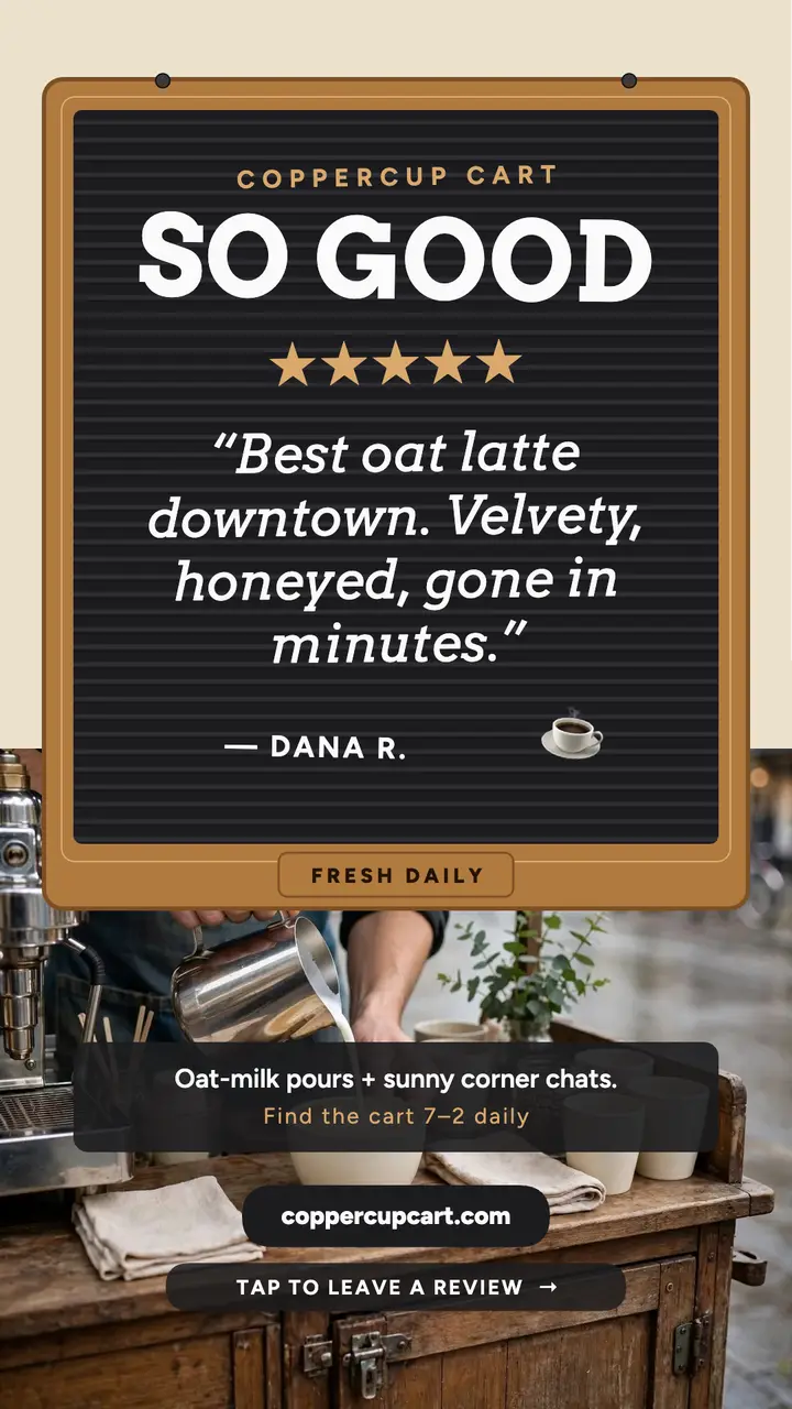 Coppercup Cart letterboard review story template
