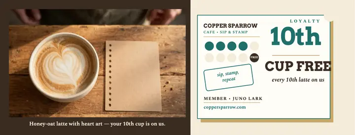 Copper Sparrow loyalty card cover template