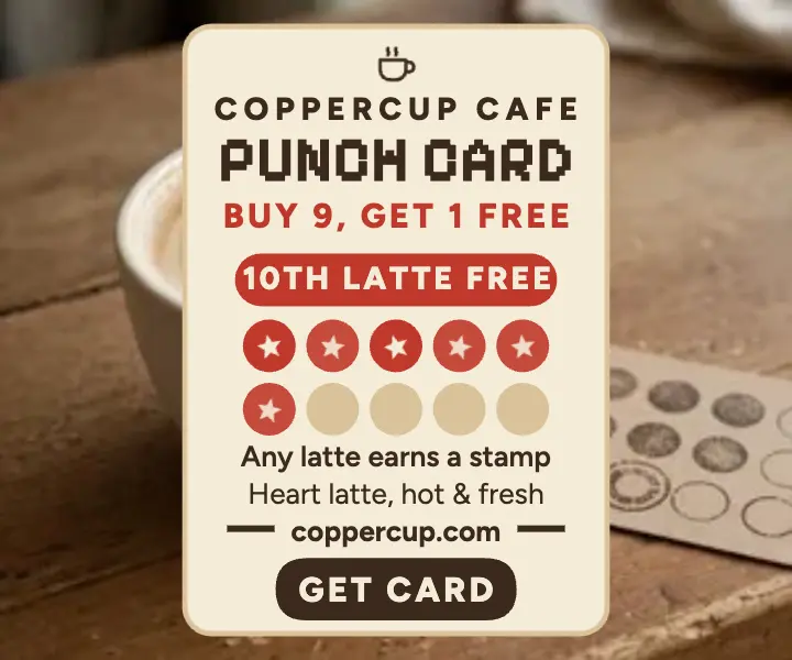 Coppercup punch card loyalty ad template