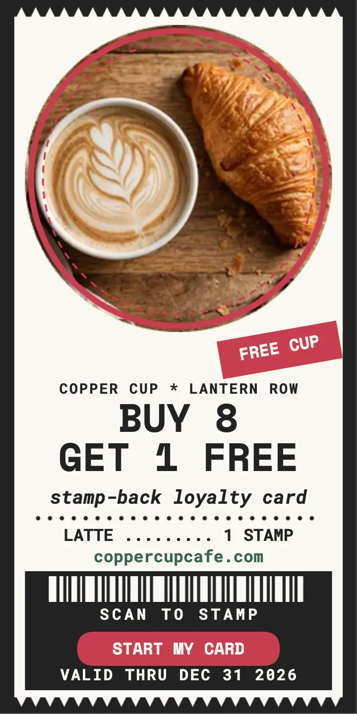 Copper Cup loyalty receipt ad template