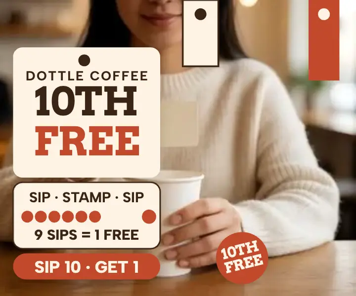 Dottle Coffee loyalty stamp ad template