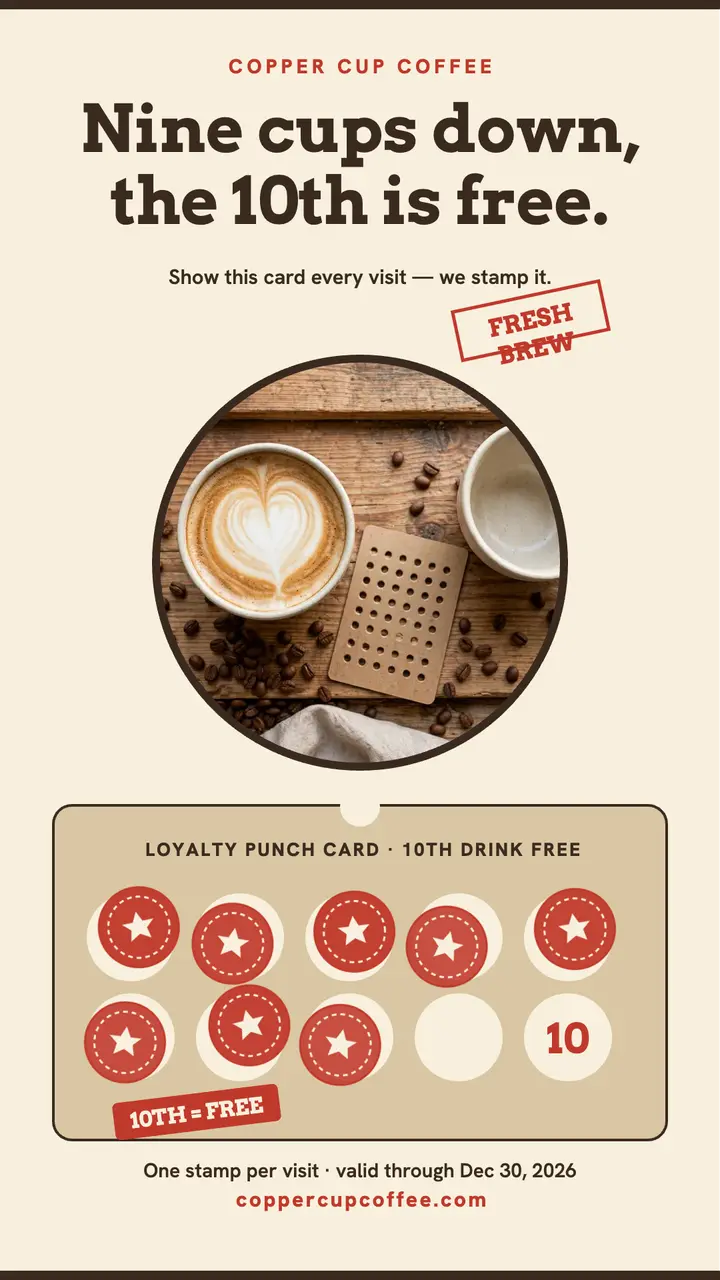 Copper Cup Coffee loyalty stamp story template