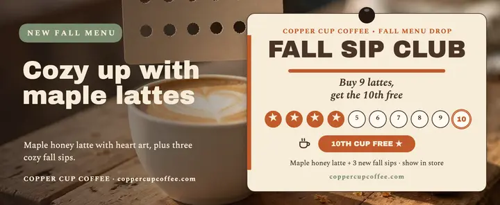 Copper Cup fall sip club punch voucher template