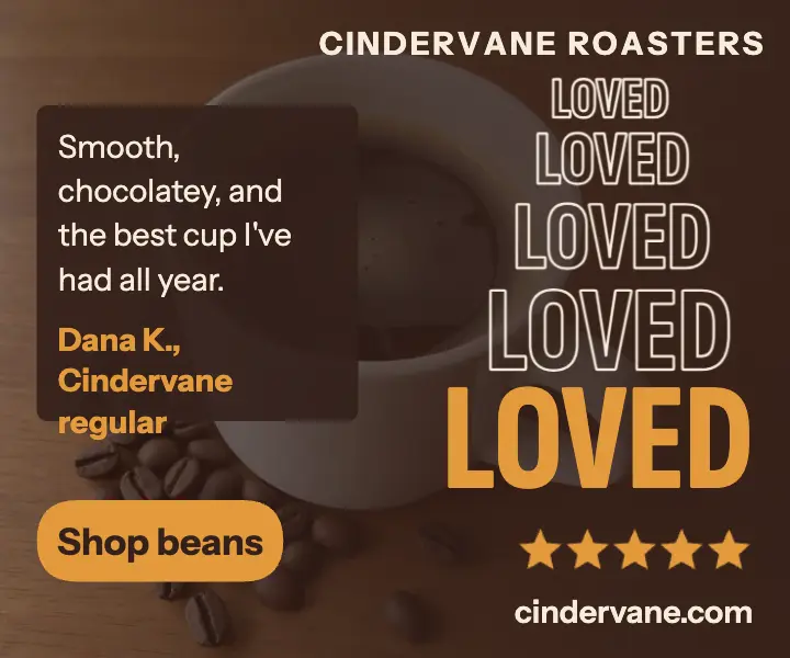Cindervane Roasters customer review ad, outline echo: coffee review ad template