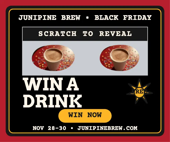 Junipine Brew scratch win ad template