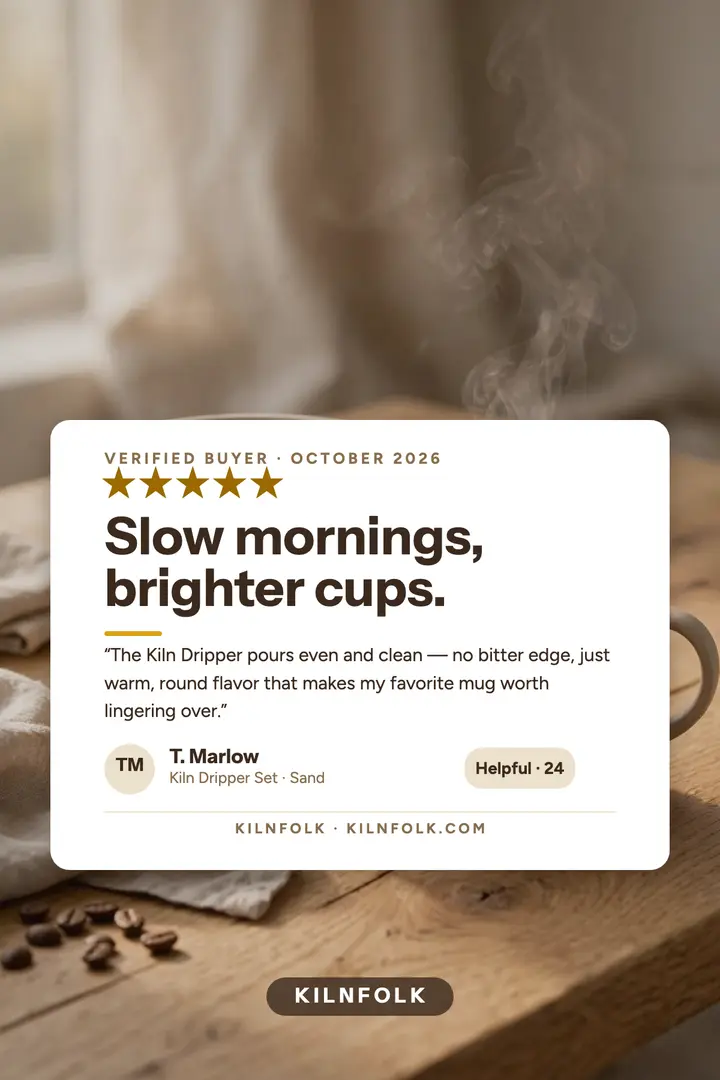 Kilnfolk pour-over set five-star review poster: coffee set review poster template