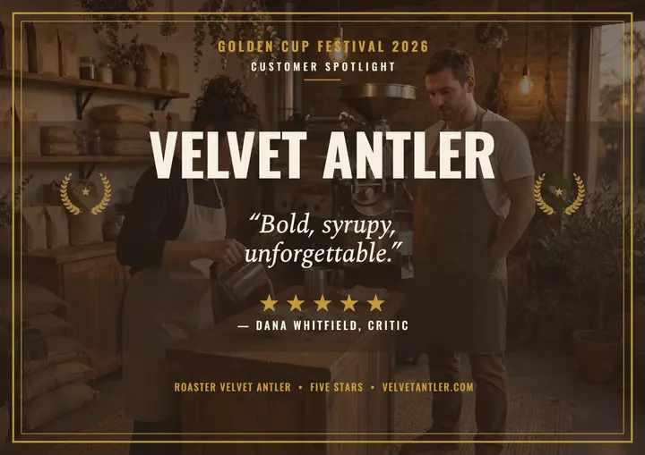 Velvet Antler coffee spotlight certificate: coffee review certificate template