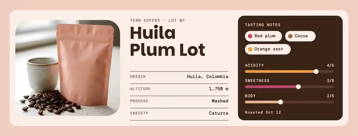 Single origin coffee tasting notes cover template