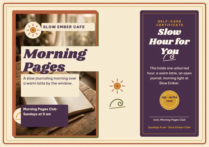 Morning Pages coffeehouse self-care certificate: self-care certificate template