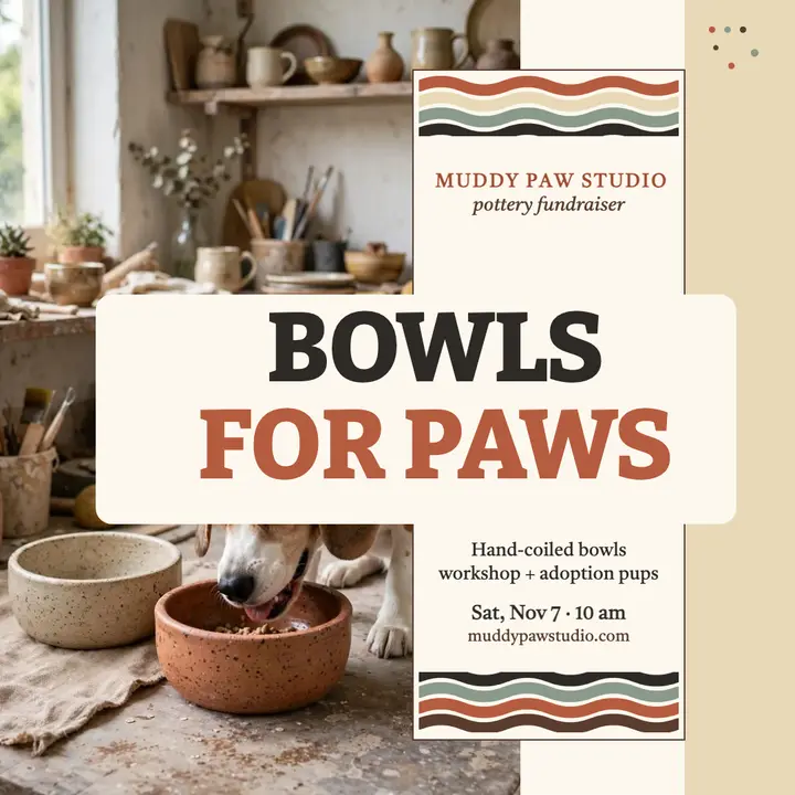 Muddy Paw pet bowl fundraiser post template